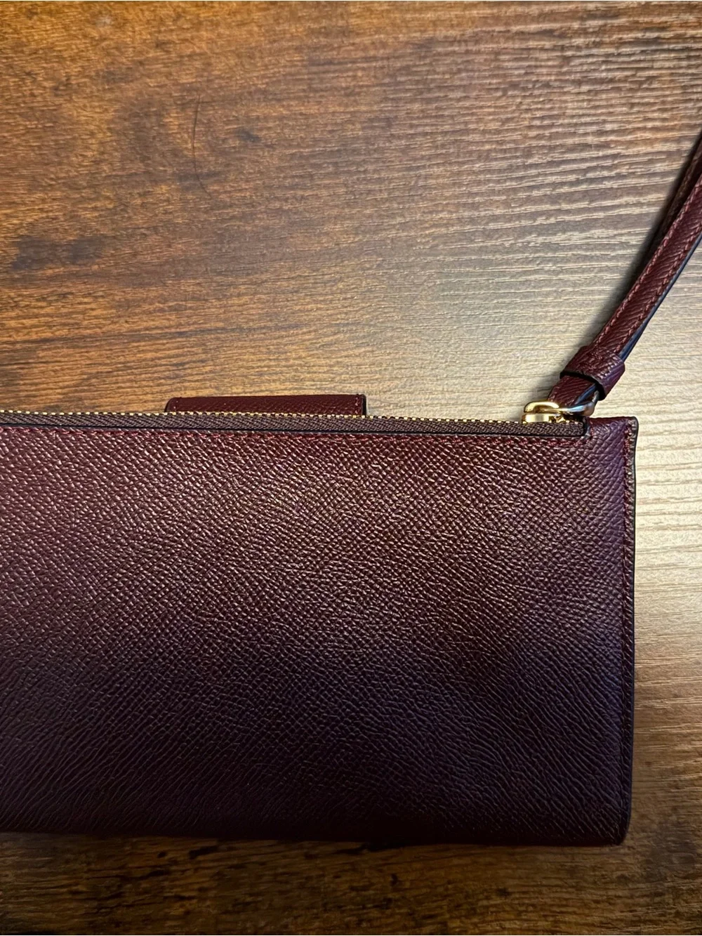 Coach Wine Leather Wallet with Gold Hardware